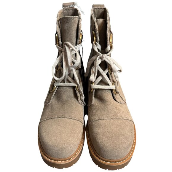 SOREL Joan Now Size 11 Lace-Up Suede Lug Sole Platform Booties Taupe - Picture 6 of 11